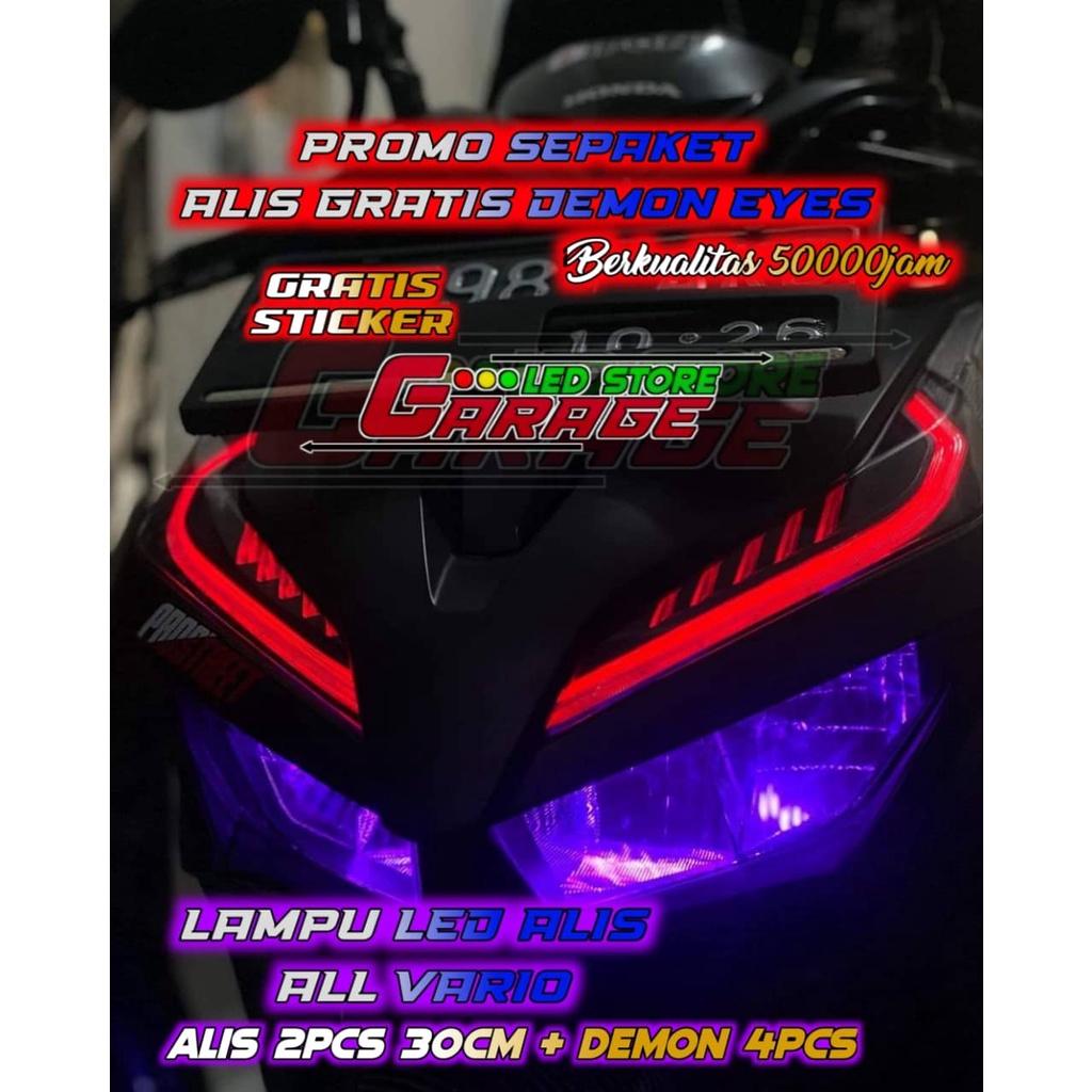 SEPAKET LAMPU LED ALIS DRL FLEXSIBEL ALL VARIO GRATIS DEMON EYES BERKUALITAS BAGUS FREE STICKER