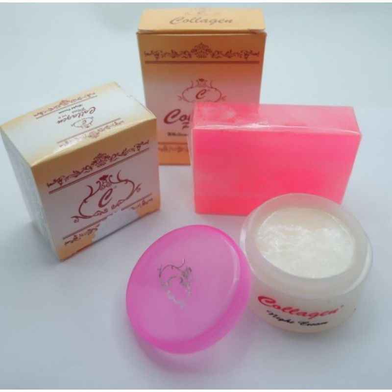 PAKET CREAM COLLAGEN MALAM HOLO SILVER + SABUN COLLAGEN WHITENING