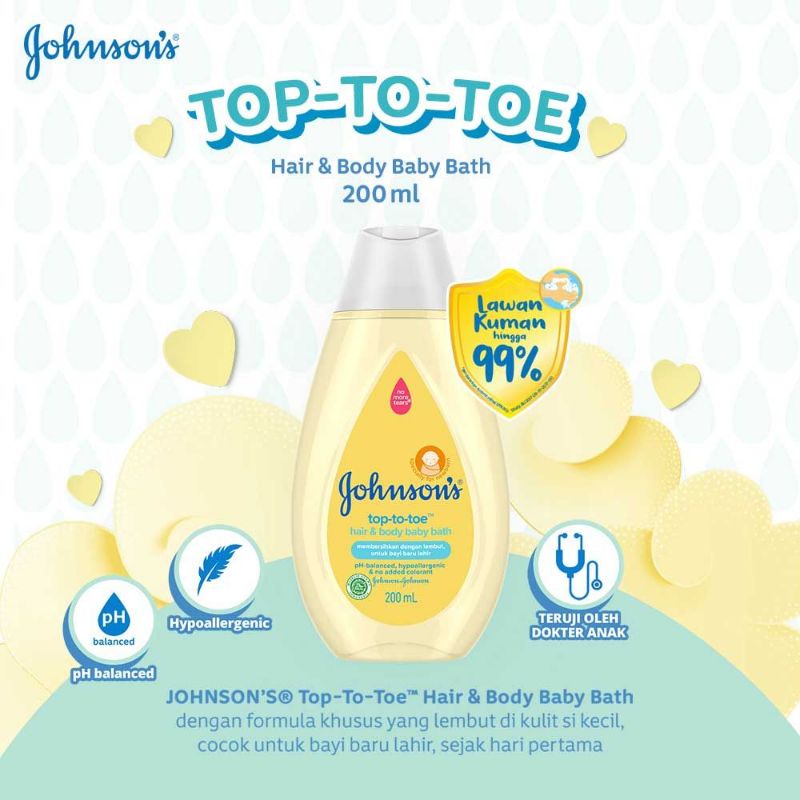 JOHNSON’S® Cottontouch Top-To-Toe Hair &amp; Body Baby Bath - Sabun Bayi 2in1 200ml - Sabun Mandi Bayi