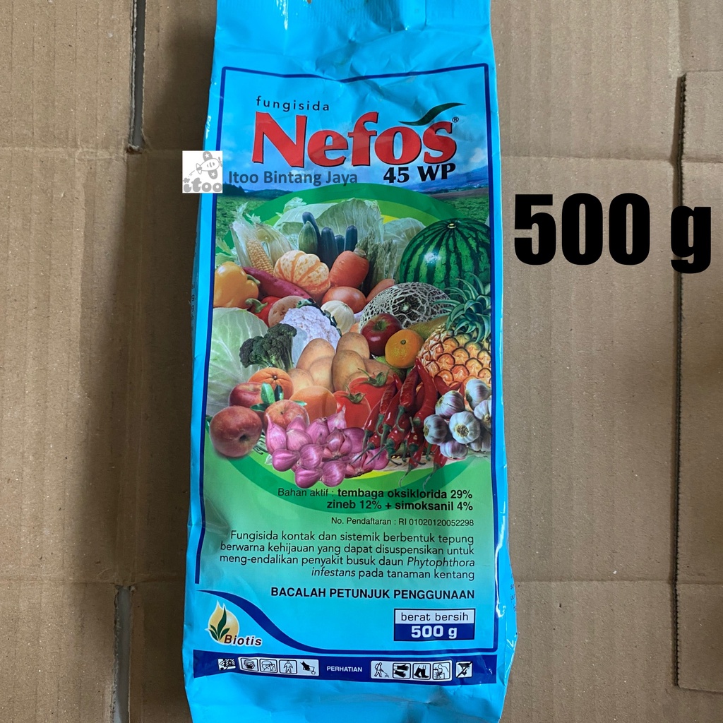 Fungisida 3in1 NEFOS Tembaga Oksiklorida Zineb Simoksanil 45WP 500 Gr
