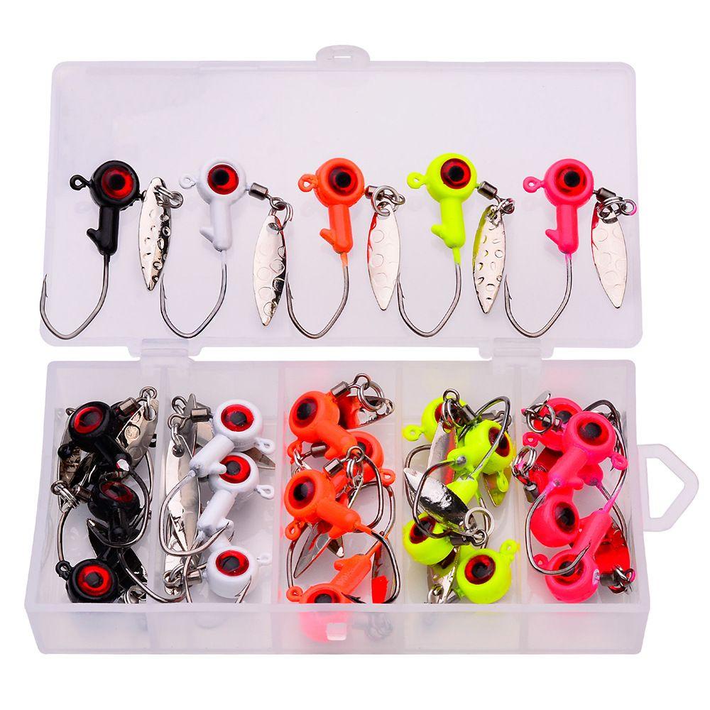 TOP 25pcs /Box Jig Memimpin Kepala Duri Punggung Buatan Lure Jigging Umpan