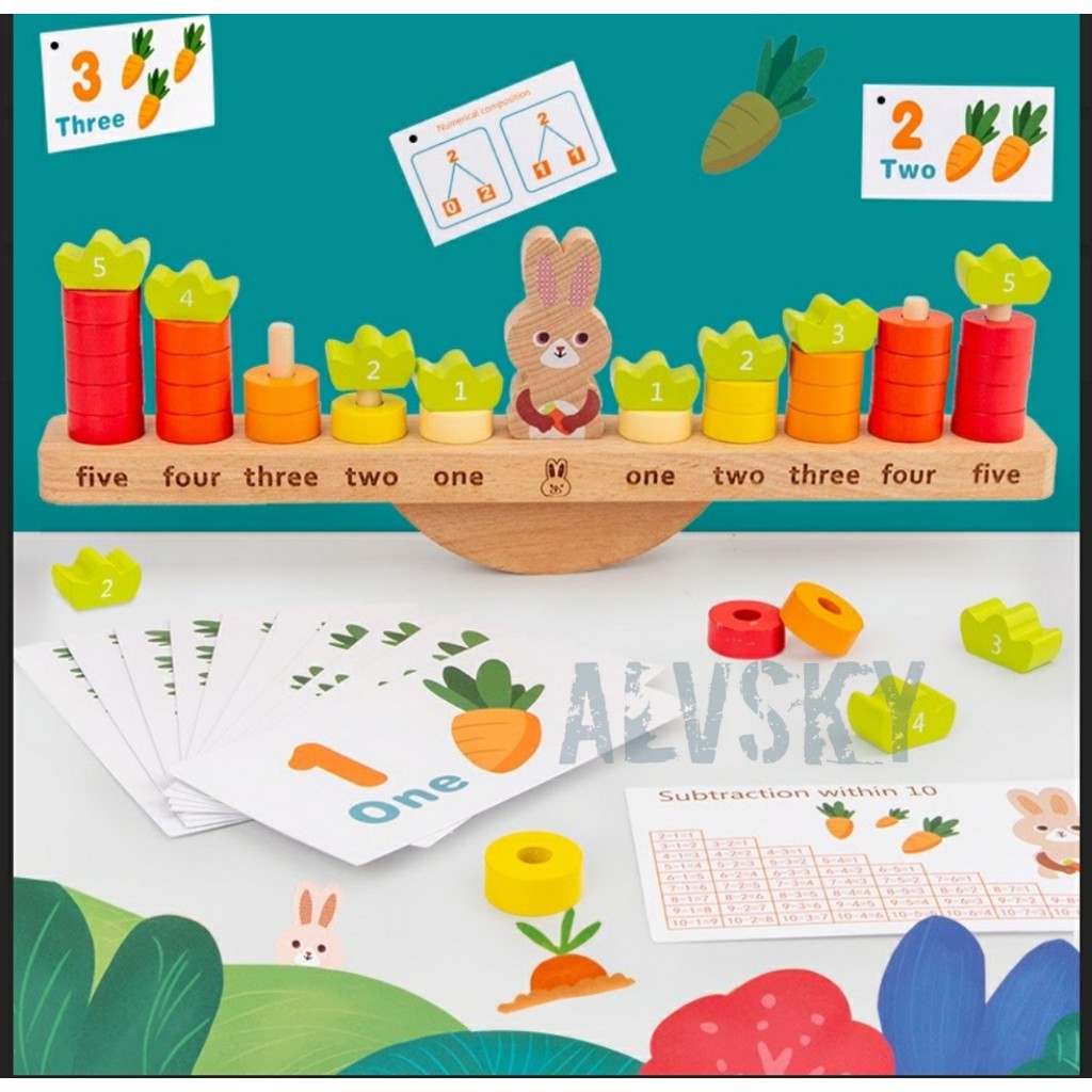 MAINAN EDUKASI ANAK TIMBANGAN RABBIT BALANCE / BELAJAR BERHITUNG MATEMATIKA