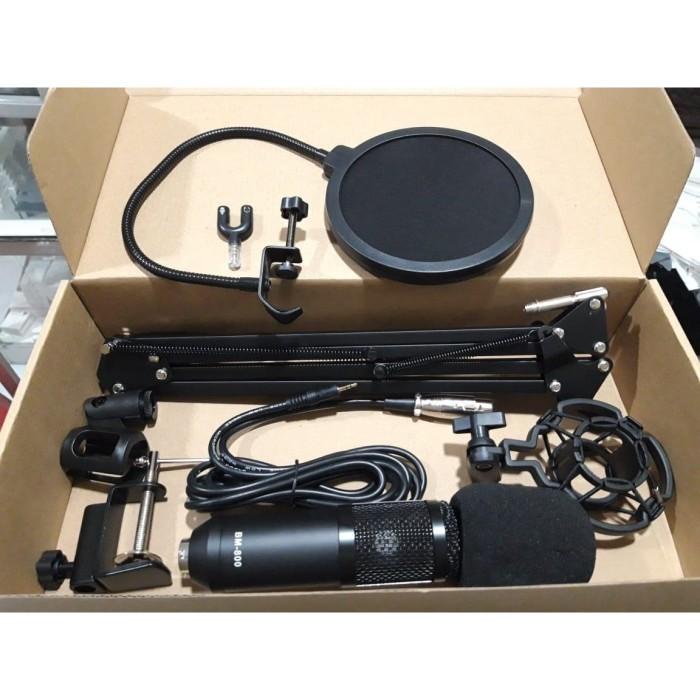Acc Mic | Full Paket Microphone Condenser Bm800+Stand Holder+Pop Filter+Splitter
