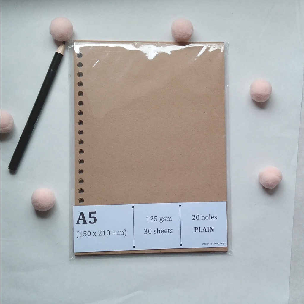 

[Kraft20] Loose Leaf A5 20 lubang / Isi Binder warna coklat