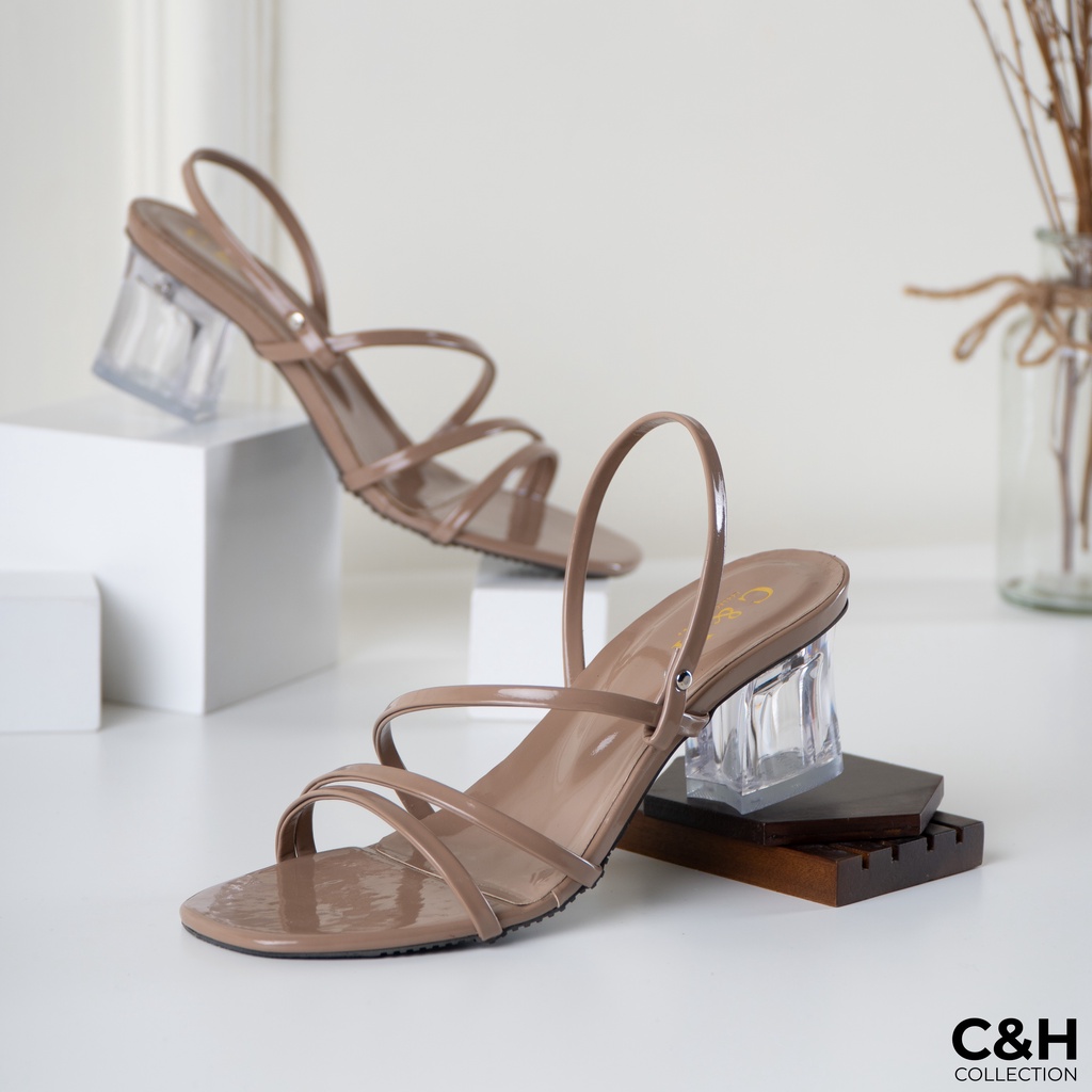 sandal heels wanita gabriella / hak kaca 5cm