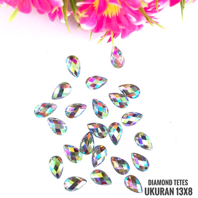 Diamond tetes teardrop bahan nailart 13x8mm isi 20 Bahan Aksesoris Tasdig