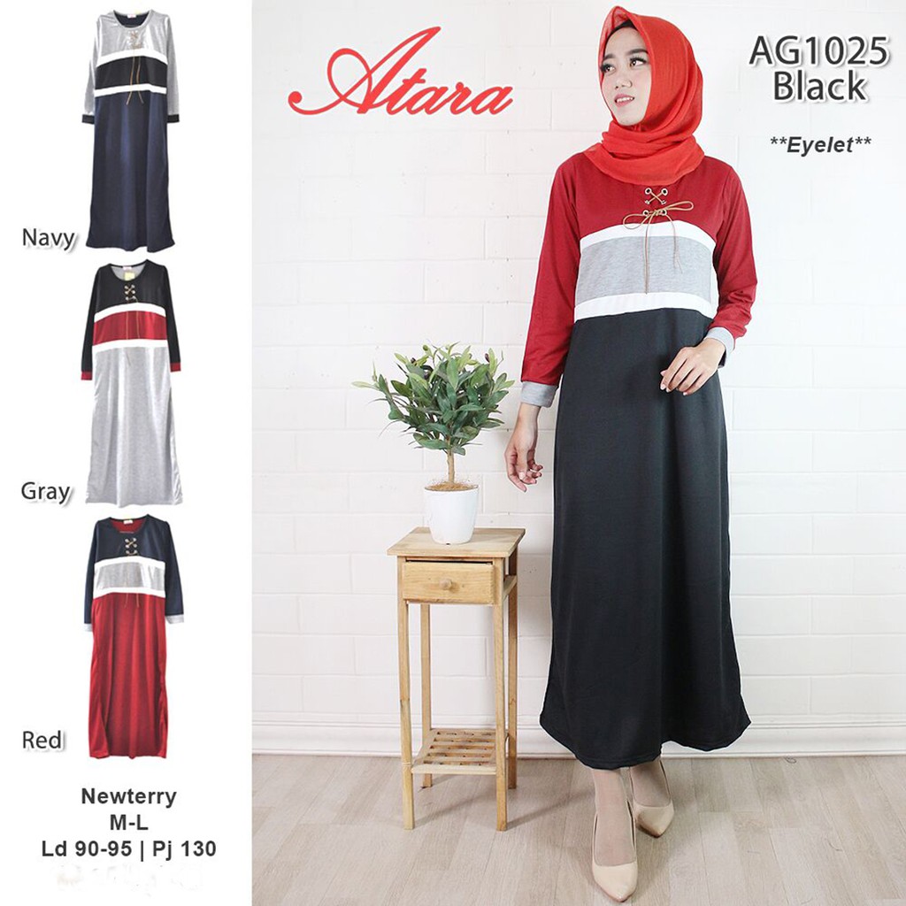 Atara Busana Muslim Gamis Bahan Kaos