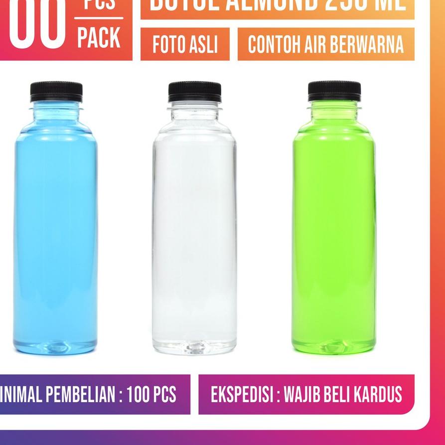 ♠ Botol Plastik Almond 250 ML - Botol Almond 250ML - Promo Murah Minum PET - Kale Cantik Pir 250ML ☁