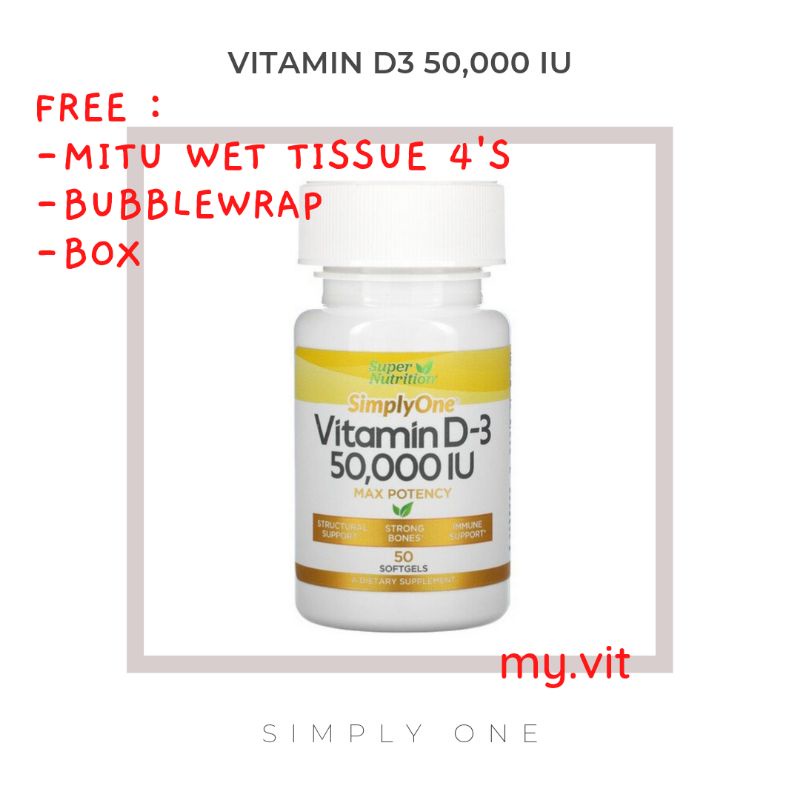 VITAMIN D3 50000 IU 50 SOFTGELS SUPER NUTRITION SIMPLY ONE