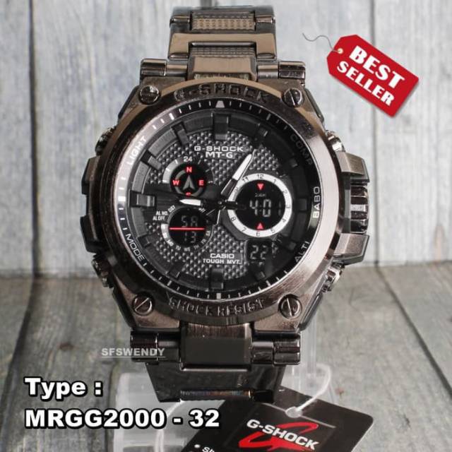 Jam tangan pria rantai G Shock MRGG-2000 Black Hitam