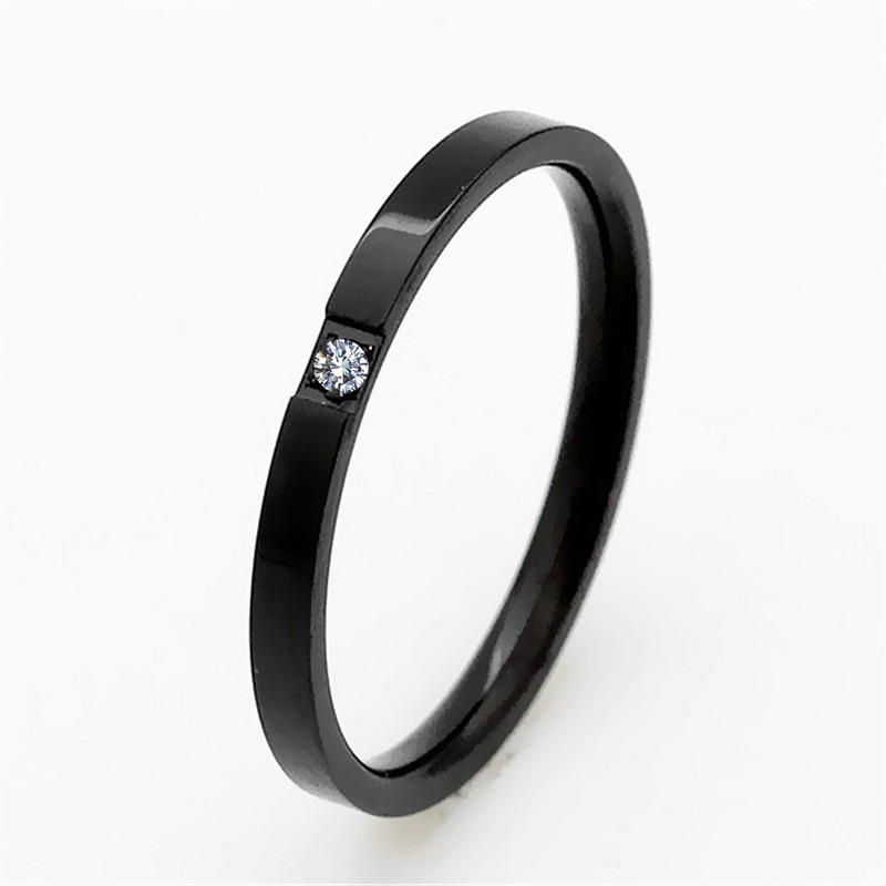 Cincin Titanium Mini Korea Wanita fashion CK002 warna hitam simple elgant cocok set midi