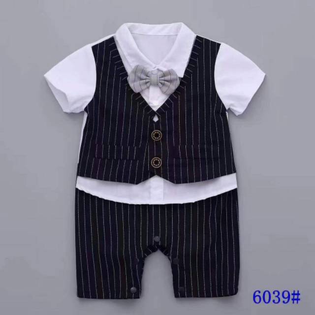 Jumper Tuxedo Jas Pendek Bayi Garis Hitam