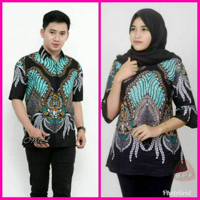 Couple hembatik blouse batik kenongo biru muda