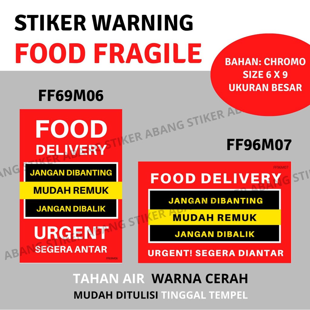

Stiker Warning Food Fragile Besar