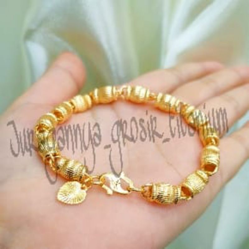 TITANIUM GELANG BAMBU BOLA LOVE ULIR+CINCIN ANTI KARAT LAPIS EMAS 23K TERKINI