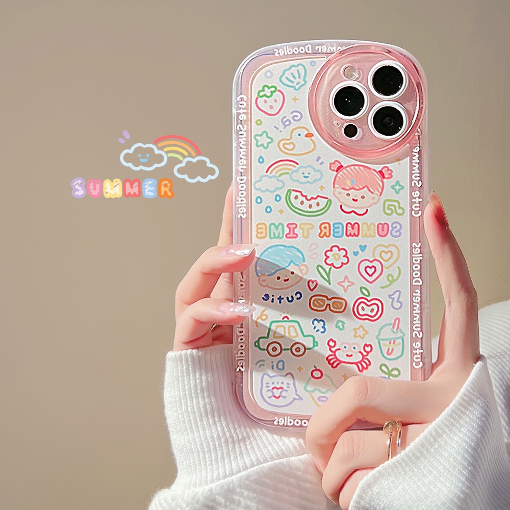 Soft Case TPU Motif Print Kartun Untuk iPhone 11 12 13 Pro Max Mini 7 8 Plus SE 2020 SE 2022 X XR XS Max