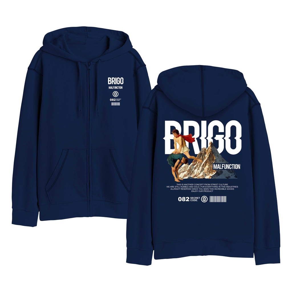 Sweater Hoodie Resleting BRIGO MallFunction Sablon DTF Fleece Cotton II BRIGO Zipper Jumper Hoodie MallFunction II M-XXL (Pria &amp; Wanita) Free stiker&amp;Gantungan Kunci