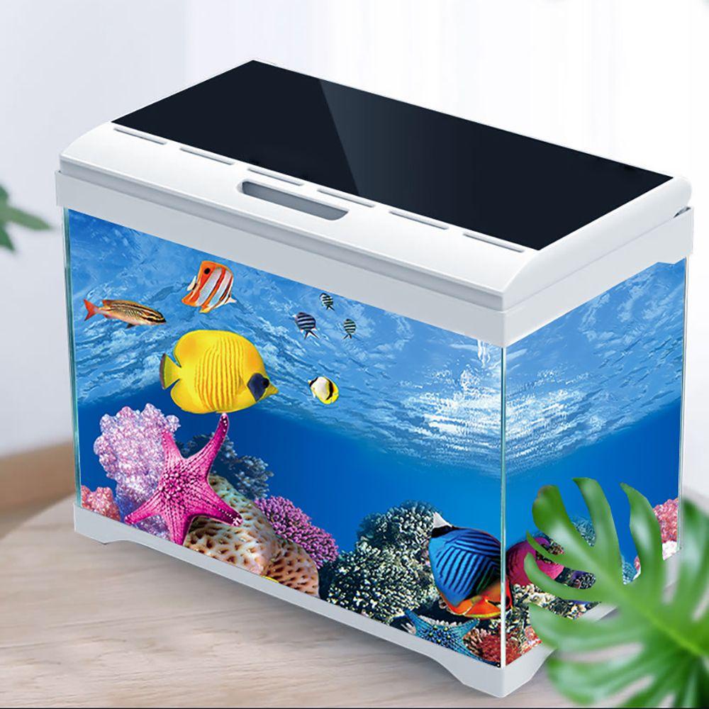 Rebuy Aquarium Decor 1pcs Menebal Untuk Tangki Ikan Duble Sisi Anti Luntur Stiker Pemandangan