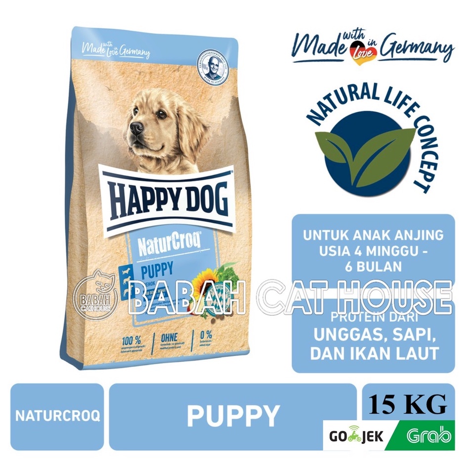 HAPPY DOG NATURCROQ PUPPY 15KG Dog Food HD Makanan Anak Anjing 15 Kg Kering Pencernaan Sensitiv Hapy