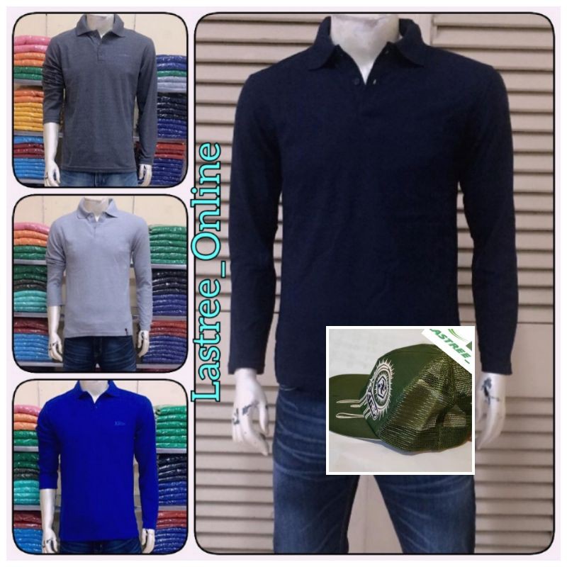 Kaos poloshirt pria tangan panjang kerah free topi kaos Kaos poloshirt pria tangan panjang kerah free topi kaos