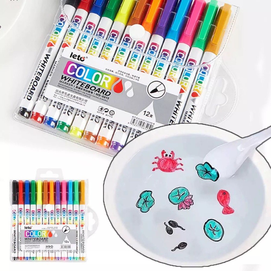 SPIDOL WARNA AJAIB / MAINAN SPIDOL AIR MENGAPUNG / MAGIC MARKER SPIDOL WHITE BOARD 12PCS / Magic marker floating pen water/spidol ajaib/Spidol Apung Air/ spidol Papan Tulis