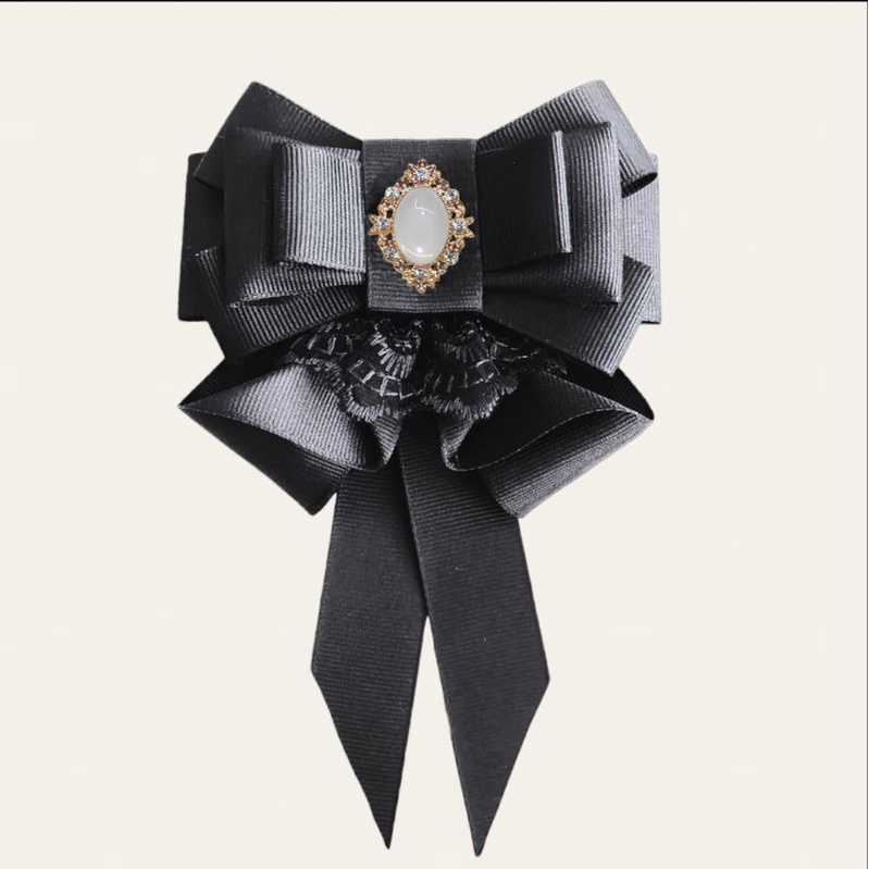 korean ribbon brooch lace