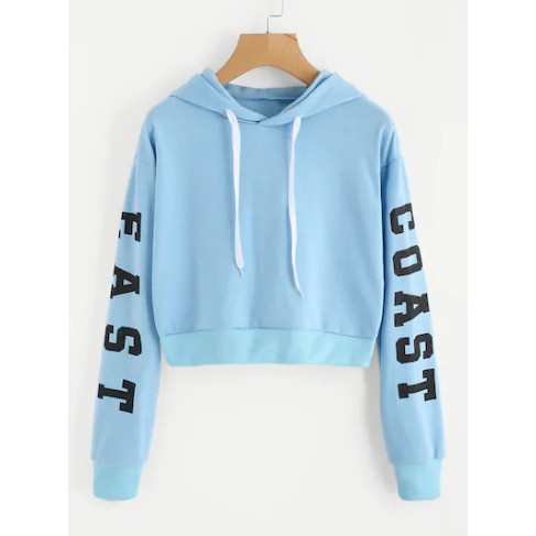 Sweater Wanita Crop Hoodie Oversize Lengan Panjang Babyterry Print East Coast-5