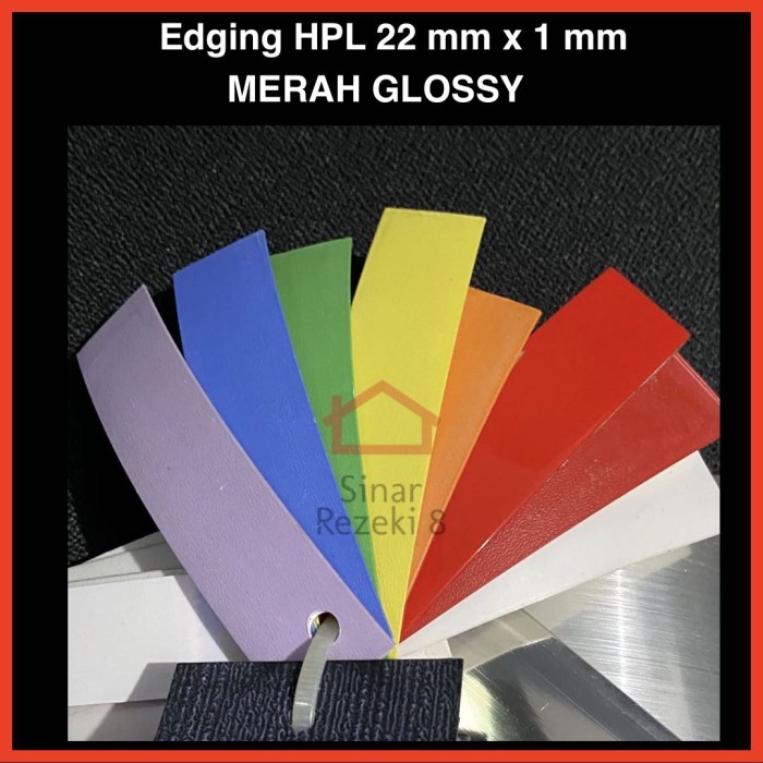 Edging HPL MERAH GLOSSY 22 mm 1 mm Solid / Pinggir Meja taco PVC