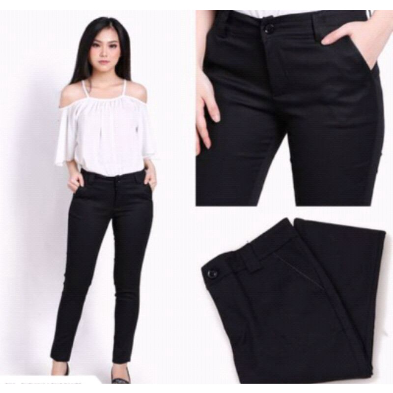 Celana Chino Wanita Katun Twill Pensil Skinny/Chino Wanita (melar)