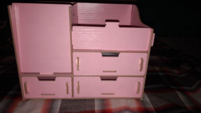 (*_*)  Rak Kosmetik Bahan Kayu (bercermin Dan Kotak Tissue)~ [random 3 Laci / 4 Laci] Ag