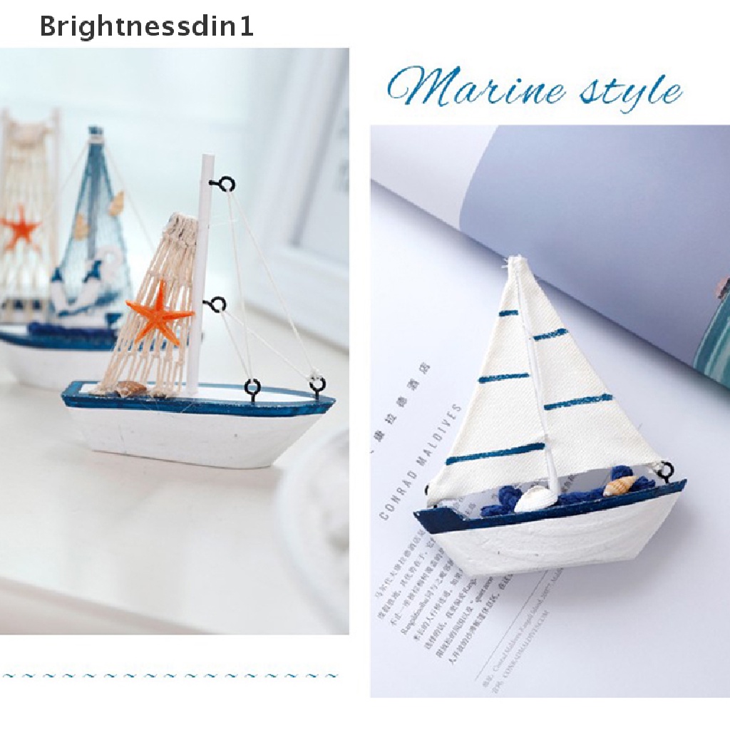 (Brightnessdin1) Miniatur Perahu Layar Untuk Dekorasi Rumah / Pantai