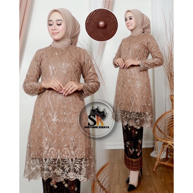 Setelan Kebaya Tunik Tulle Modern Dress Pesta Wisuda Kondangan Wanita Terbaru Baju Pesta By Santiank kebaya