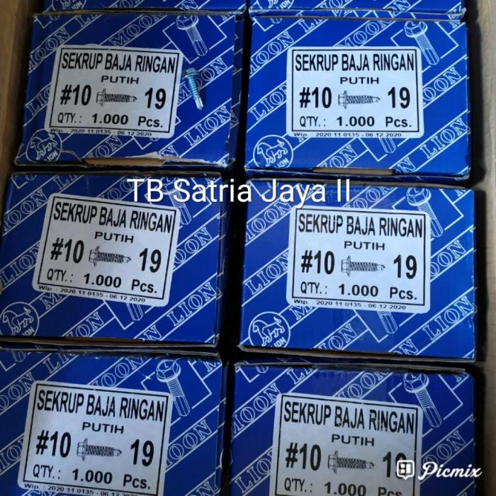 Skrup baja ringan 10x19/baut baja ringan Lion hrg per dus isi 1000 pcs