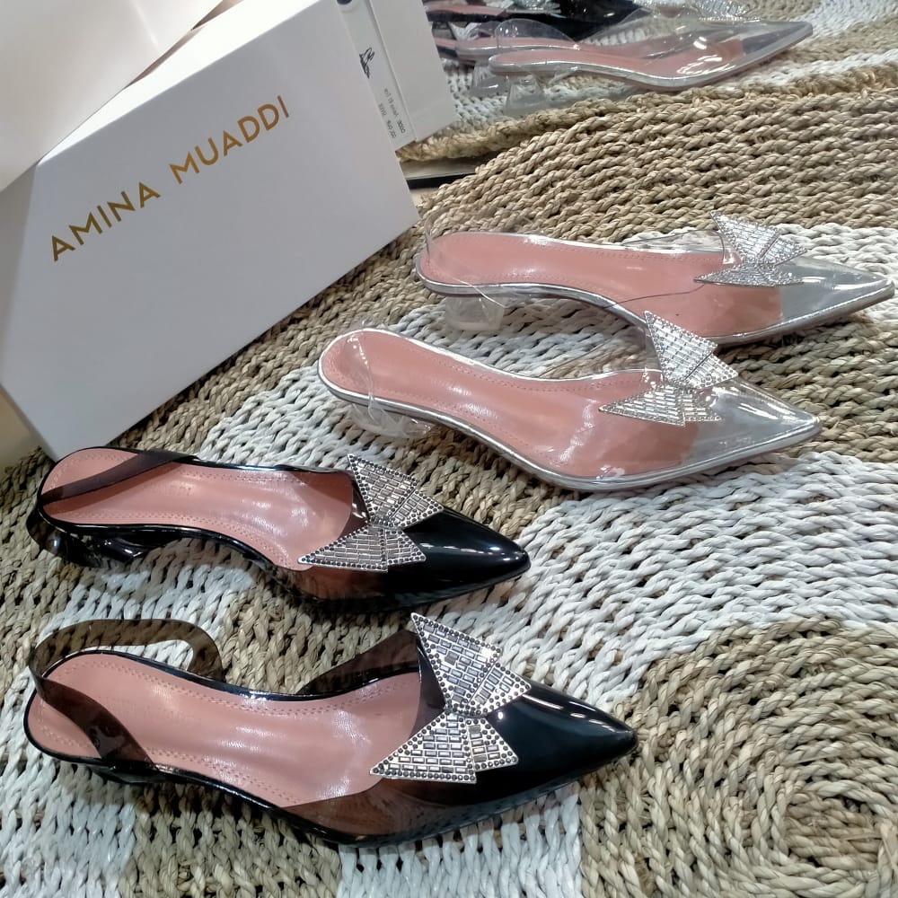 Heels kaca Transparan Amn03 heels 4 , 7 , 2cm