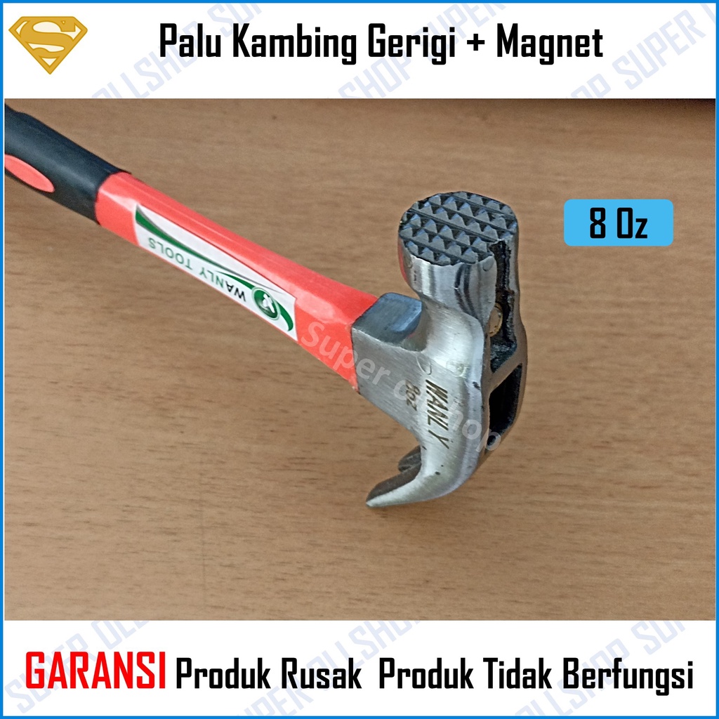 Palu Kambing Cabut Paku Tukang Martil Gerigi Magnet Gagang Fiber 8 Oz Claw Hammer Kecil