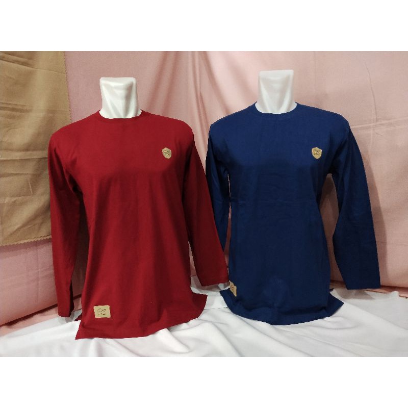 Kaos ie tuna lengan panjang bordir polos jumbo XXL & XXXL