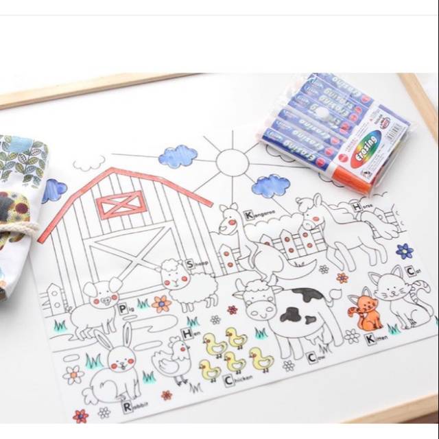 HAPPY PLAYNEST REUSABLE COLORING &amp; DINNER PLATE MAT