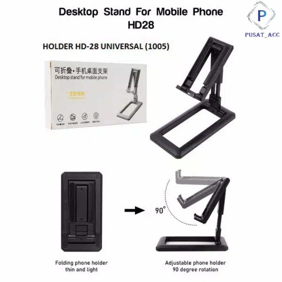 HD28-Stand Lipat Holder Penyangga HP Tablet Universal