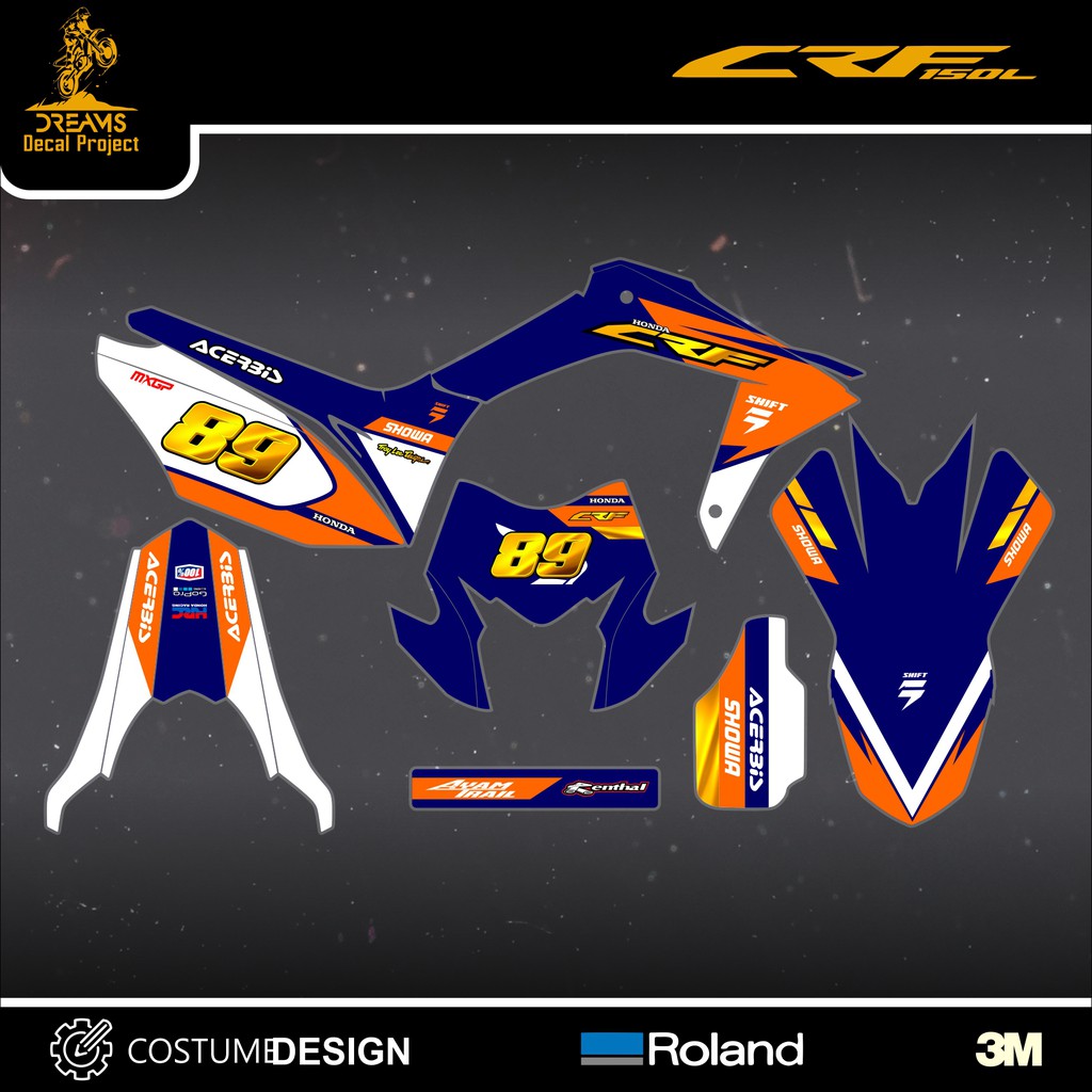 Decal CRF 150L Biru Orange