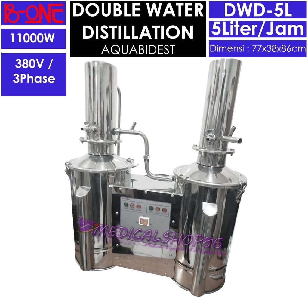 DWD5L Double Water Distiller AQUABIDEST 5Liter/jam. B-ONE