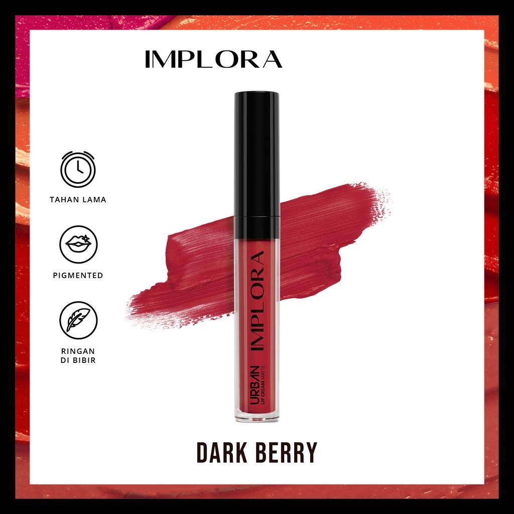 IMPLORA Urban Lip Cream Matte Original BPOM - Best Seller Kosmetik Lipcream Surabaya-03 Dark Berry