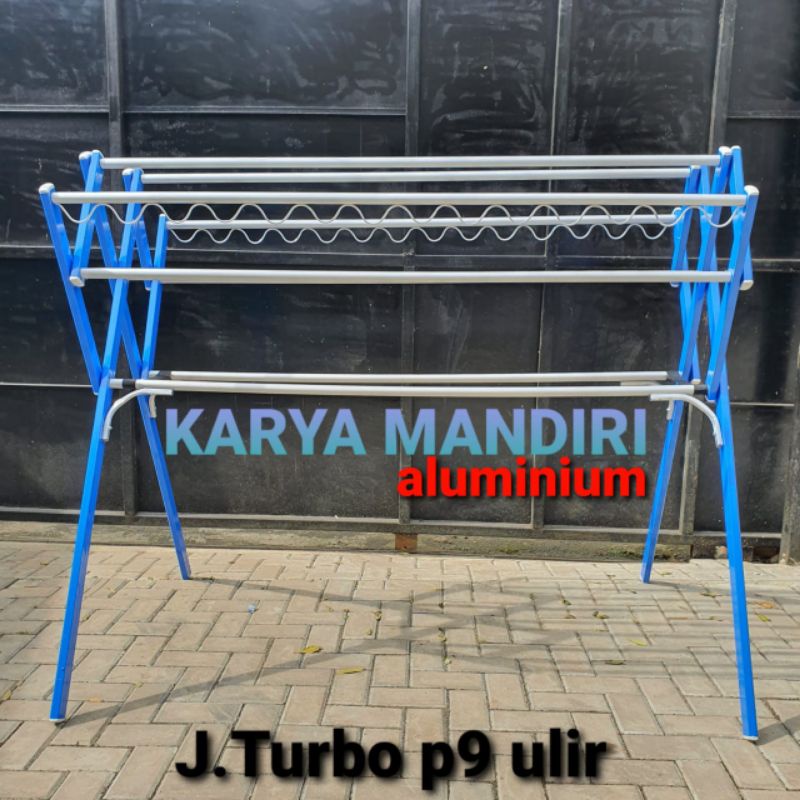 TURBO - Jemuran Baju Super Jumbo / Pakaian / Lipat / Aluminium Warna /180 CM / 1,8 Meter / Biru