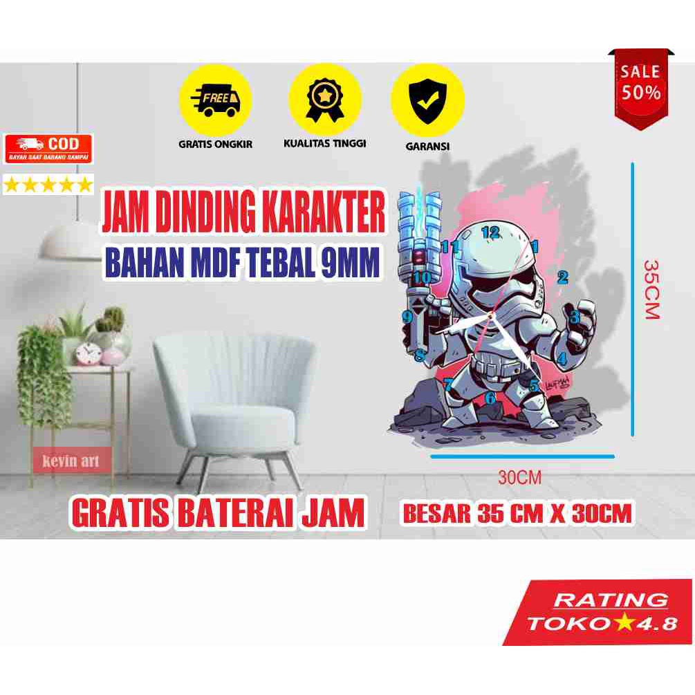 JAM DINDING UNIK DAN KEREN KARAKTER STAR WARS DEKORASI HIASAN DINDING KAMAR TIDUR WALL DECOR CUSTOM