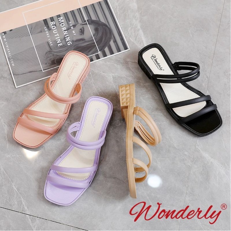 713-1 [WONDERLY] Sandal Sepatu Wedges Wanita Sandal Slop Jelly Karet Sandal Jelly Import Tawana Sandal Kekinian Sandal Jalan Wanita Sandal Hak 3cm