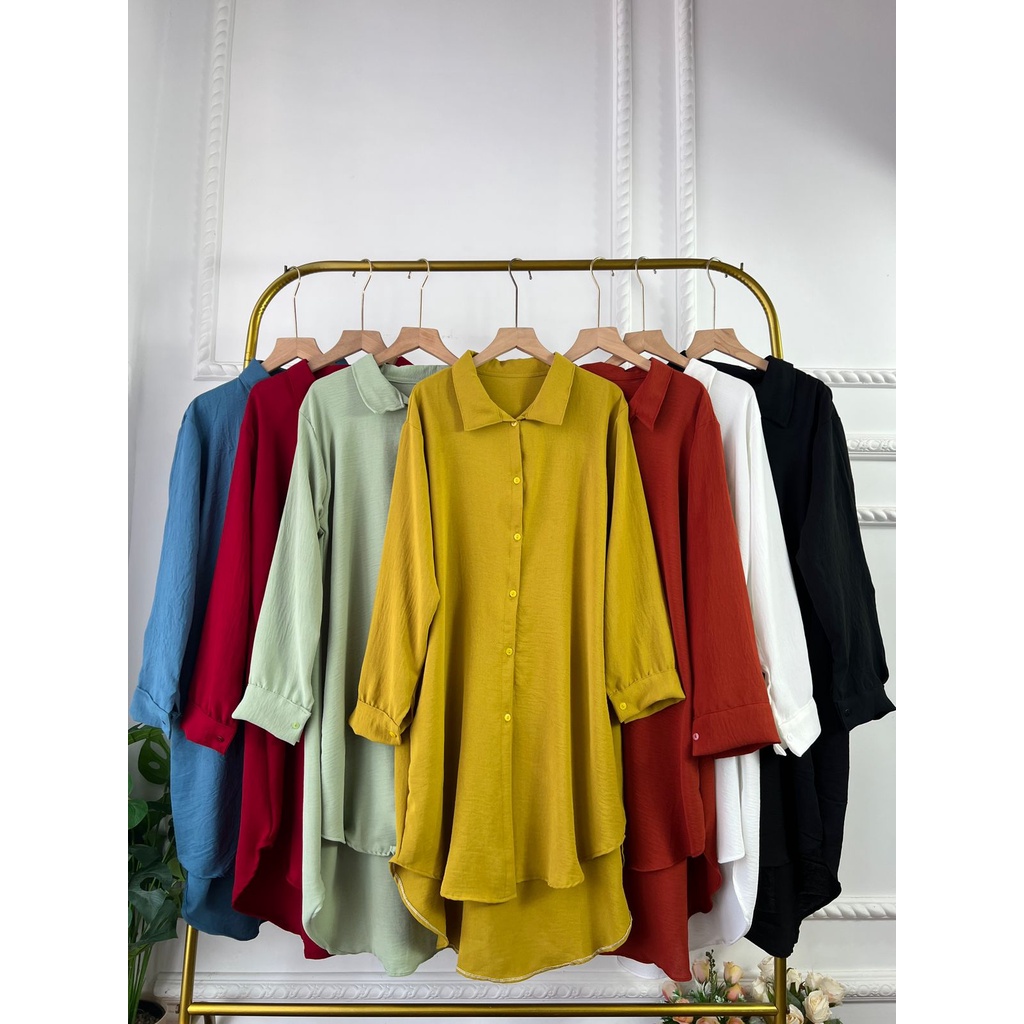 ALMIRA TUNIK LONGTUNIK MIDI DRESS LONG WANITA AIRFLOW CRINCKLE DEODORA PREMIUM RAYON