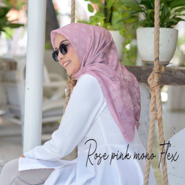 JILBAB MYLADY HIJAB ROSE PINK FLEX MONOGRAM KERUDUNG SEGI EMPAT ORI