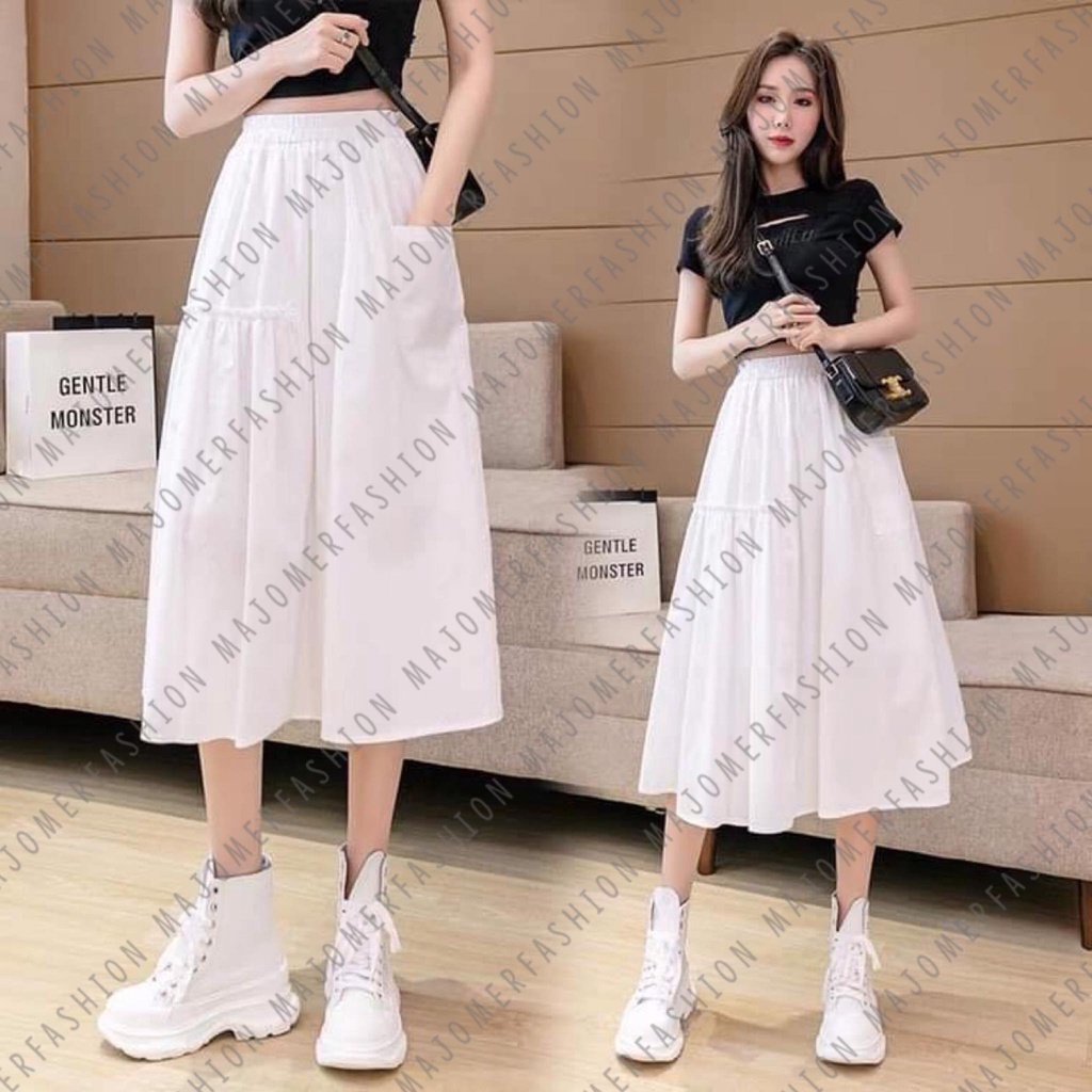 MAJOMER ® | KOREAN YOONA SKIRT - MIDI SKIRT - ROK WANITA-2