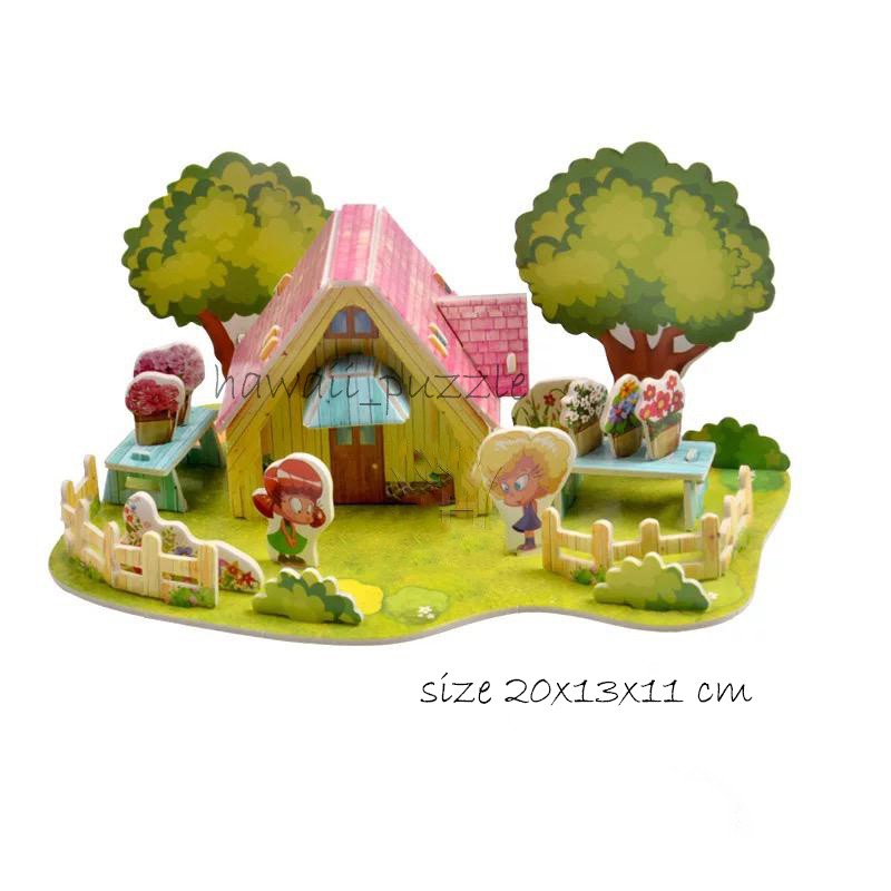 Puzzle 3D DIY bahan foam &amp; paper GARDEN VILLAS mainan puzzle edukasi anak (kado,pajangan,dekorasi)