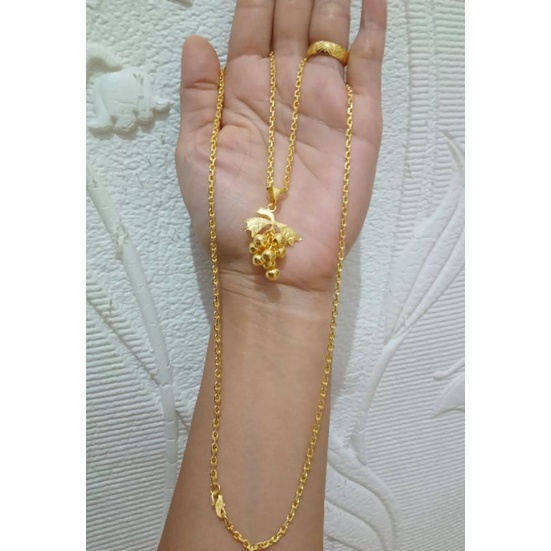 kalung panjang lapis emas 24k+liontin anggur