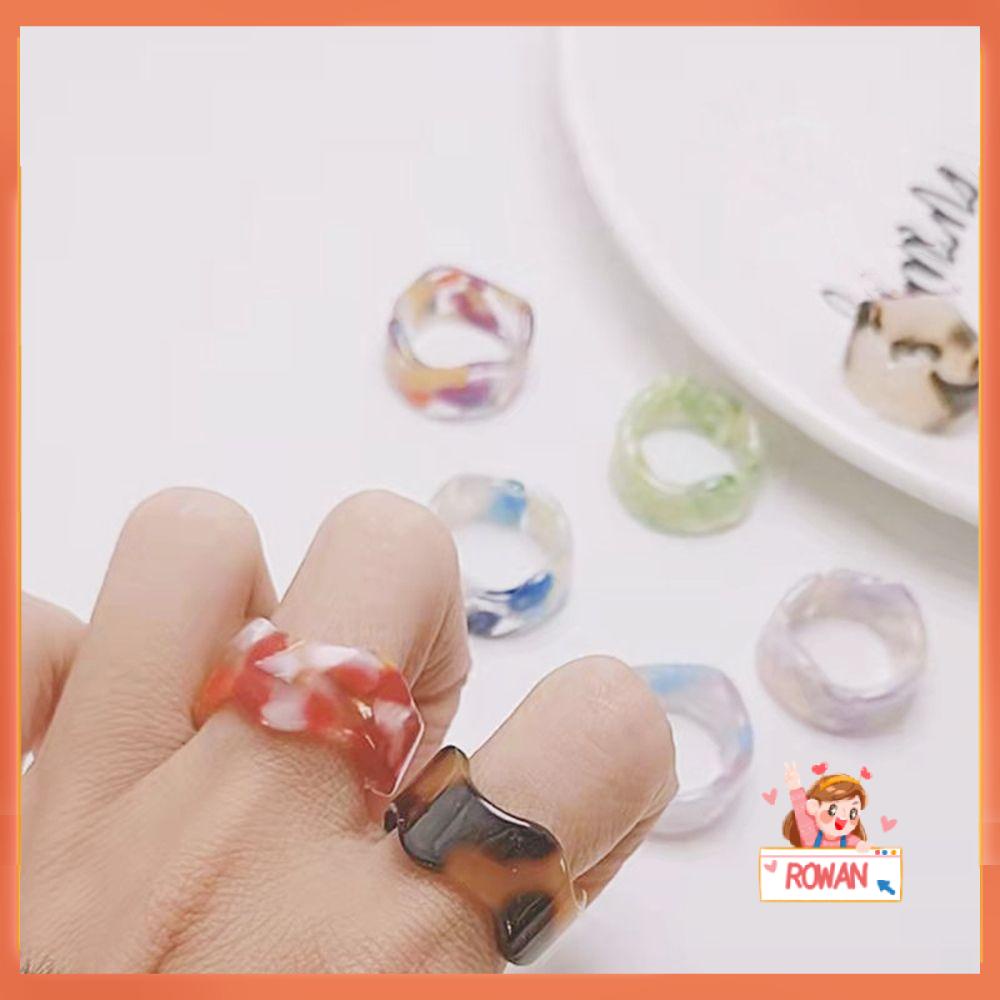 R-flower Cincin Terbuka Adjustable Motif Geometri / Gelombang / Bunga Aksen Hollow Untuk Perhiasan Wanita